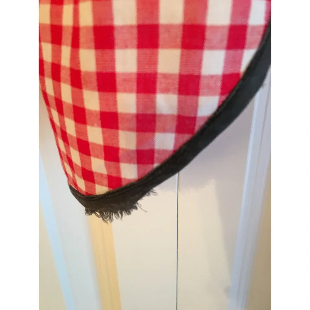 Vintage red and white checkered apron, waist apron, kitchen apron